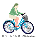 自転車：ママチャリ女性 イラスト・カット
