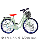 自転車：ママチャリ　緑 イラスト・カット