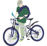 自転車休憩中　イラスト