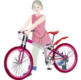 女の子と自転車　イラスト